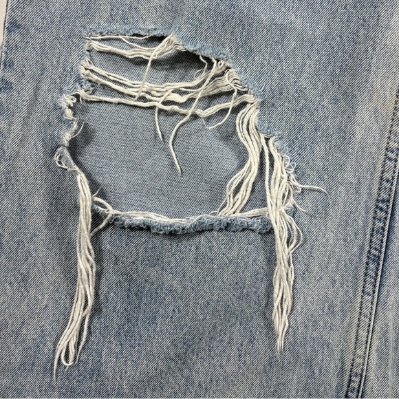 H&M Divided Light Denim 90S Baggy High Waisted Wide Leg Distressed Knee Jeans - Picture 5 of 9